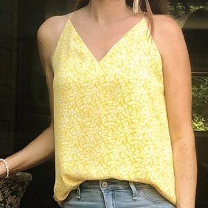 LOFT Vine Strappy Cami Size XS Yellow V-Neck Lined Tank Flowy Summer Coastal